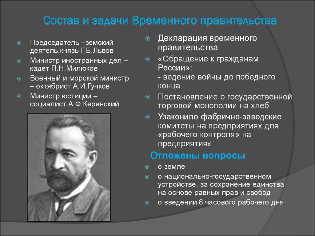 Период правления временного правительства