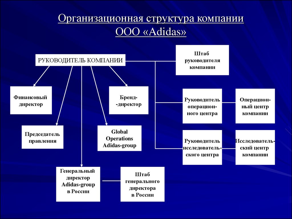 Организация оао. Adidas структура компании. Организационная структура adidas. Организационная структура компании адидас. Структура управления фирмы адидас.