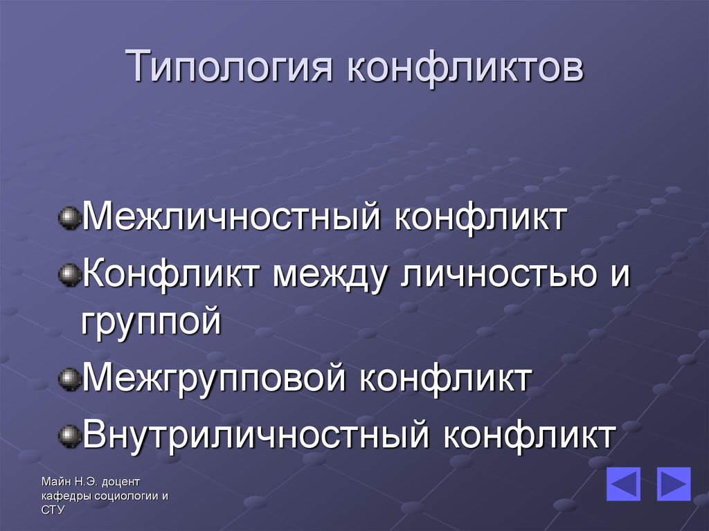 Типология конфликтов