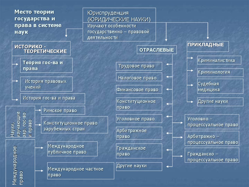 К какому виду относятся науки. Схема ТГП В системе юридических наук. Место теории государства и права в системе юридических наук. Теория государства и права в системе гуманитарных и юр.наук. Место теории государства и права в системе юридических дисциплин.