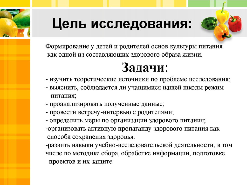 Актуальность проекта здоровое питание