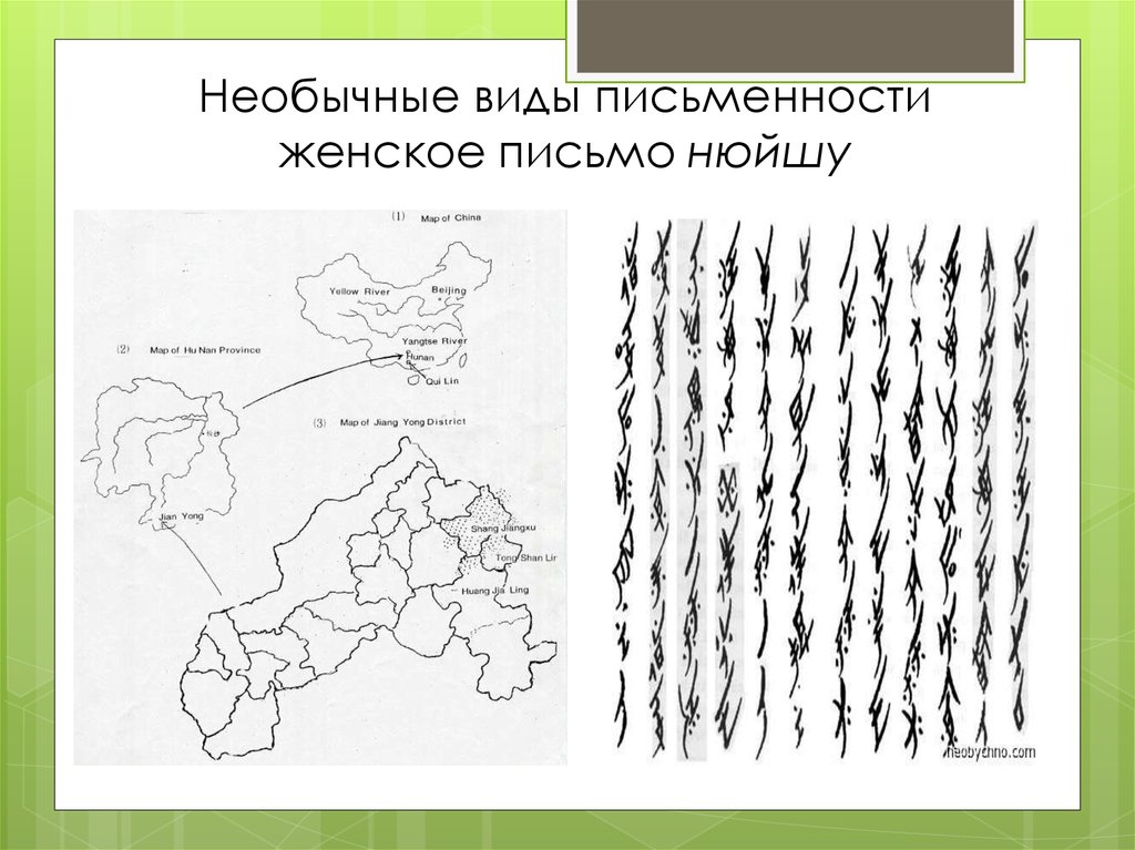 Необычные виды письменности женское письмо нюйшу