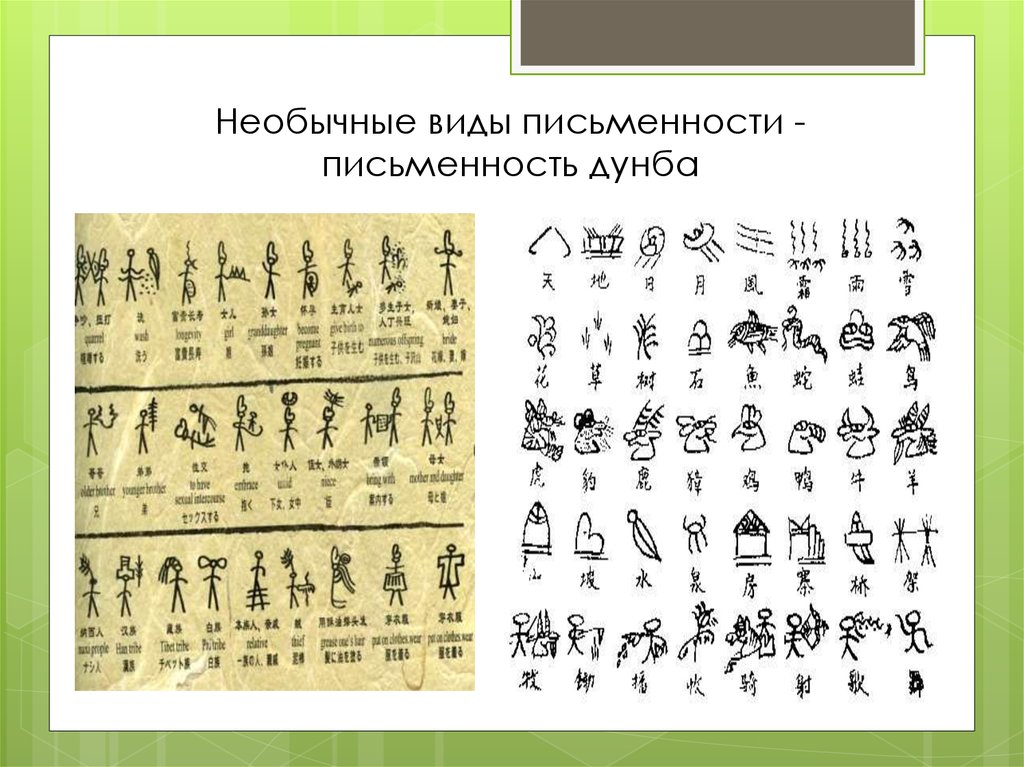 Необычные виды письменности - письменность дунба