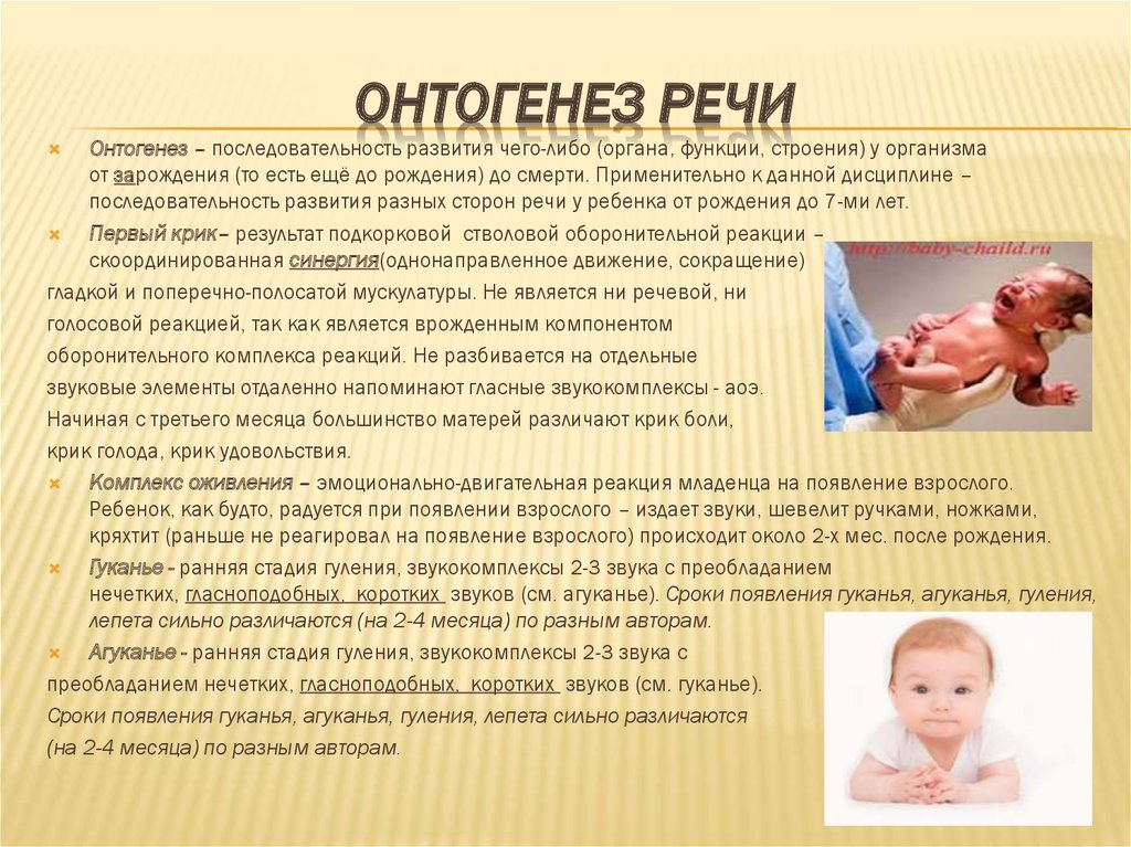 Онтогенез развития речи ребенка