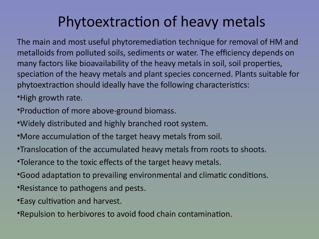 Phytoextraction of heavy metals