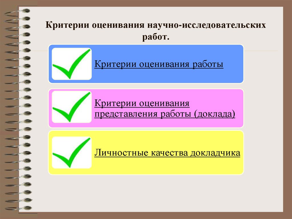 Какого критерия не будет при оценке исследовательского проекта