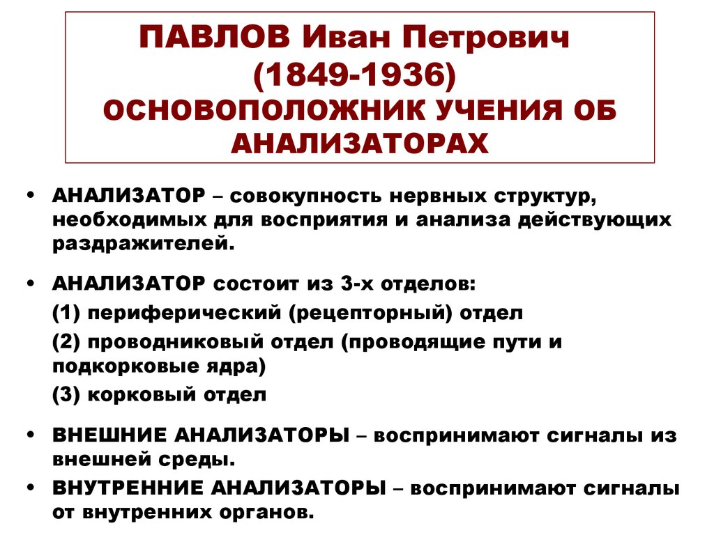 Учение об анализаторах разработано. Учение Павлова об анализаторах физиология. Основные принципы учения и.п. Павлова об анализаторах. Учение и.п. Павлова о сенсорных системах.. Учение и. м. Сеченова и и. п. Павлова об анализаторах..