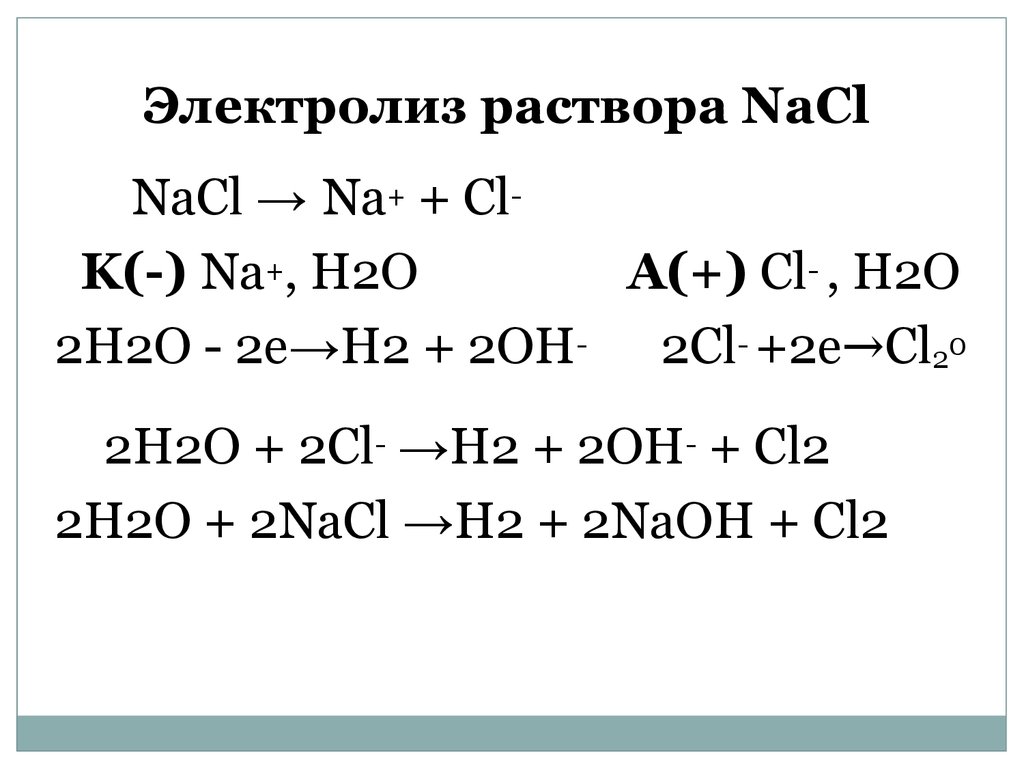 Схема электролиза раствора alcl3