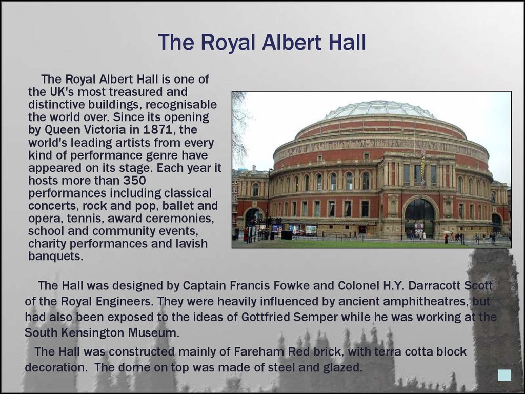 Переведи hall. Albert Hall рассказ на английском. Royal Albert Hall History.