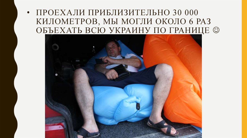 Проехали приблизительно 30 000 километров, мы могли около 6 раз объехать всю Украину по границе 
