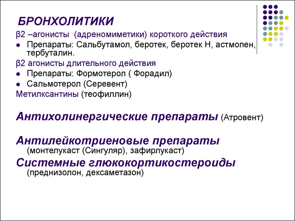 Бронхолитики. Бронхолитики длительного действия препараты. Бронхолитики препараты при бронхиальной астме. Бронхолитик из группы м-холиноблокаторов. Классификация бронходилатирующих препаратов.