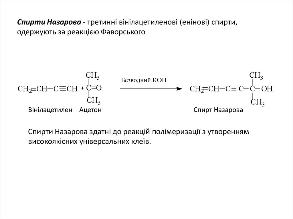 Спирти Назарова - третинні вінілацетиленові (енінові) спирти, одержують за реакцією Фаворського