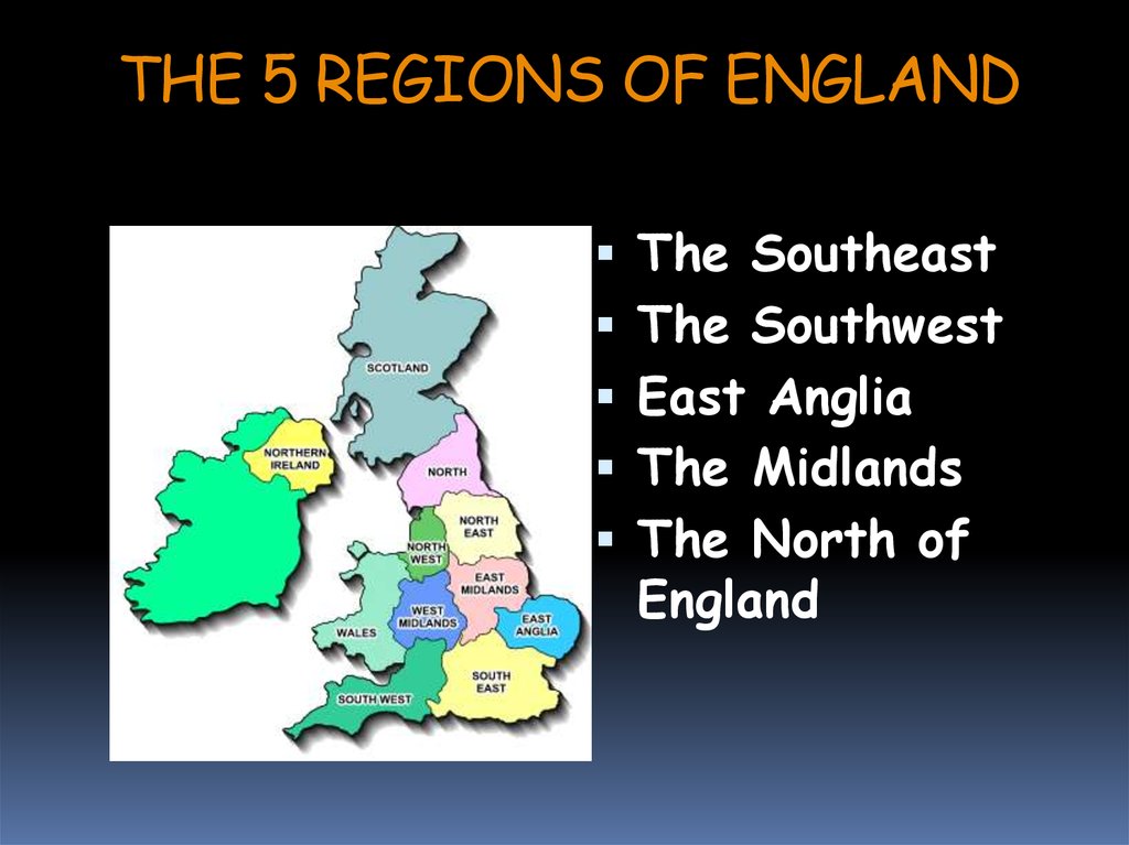 Midlands of england. Regions of England. 5 Regions of England. Parts of England. Southeast, Southwest, East Anglia, Midland, North of England.