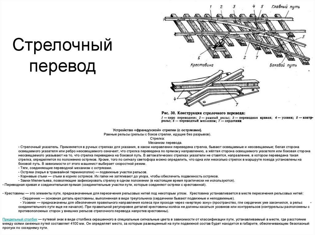 Стрелочные переводы характеризуют маркой крестовины