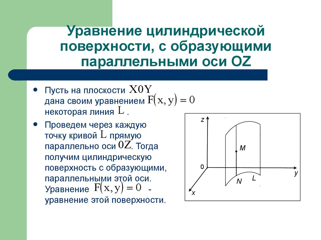 Цилиндрическая поверхность образующие цилиндрической поверхности. Уравнение направляющей цилиндрической поверхности. Уравнение цилиндрической поверхности с образующей. Каноническое уравнение цилиндрической поверхности. Уравнение круговой цилиндрической поверхности.