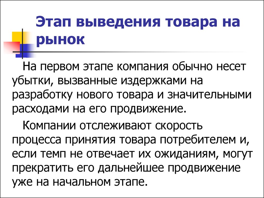 Этап выведения товара на рынок