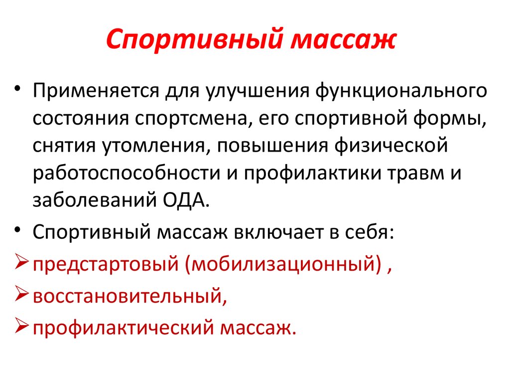 Виды массажа презентация