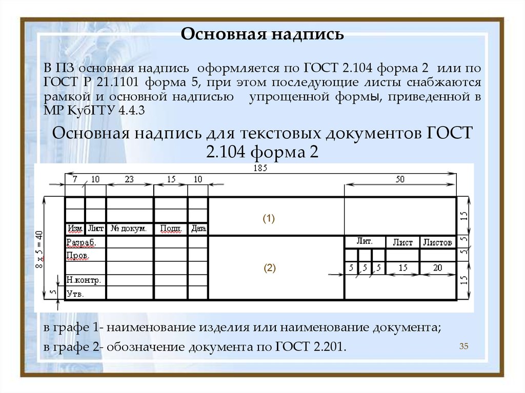 Нормоконтроль проектной и рабочей документации. Основная надпись форма 3 ГОСТ Р 21.1101-2013. Основная надпись для текстовых документов. Основная надпись ГОСТ. Форма 2 основной надписи.