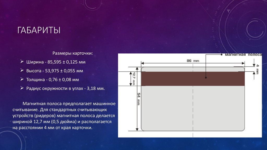 Банковская карта размер