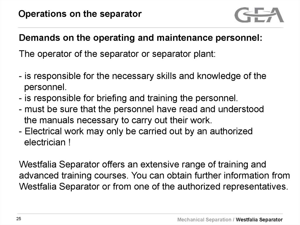 Operations on the separator