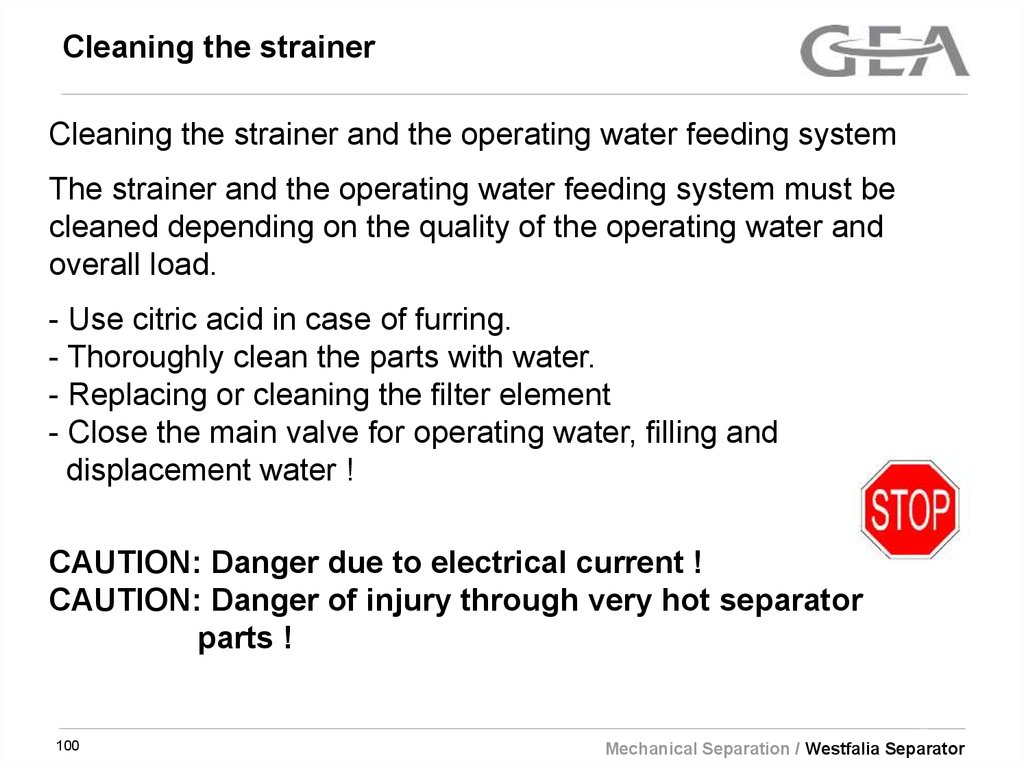 Cleaning the strainer