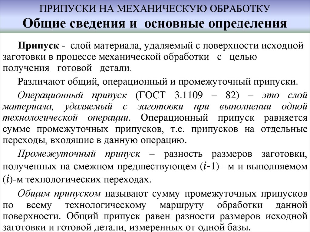 Припуск на обработку поверхностей