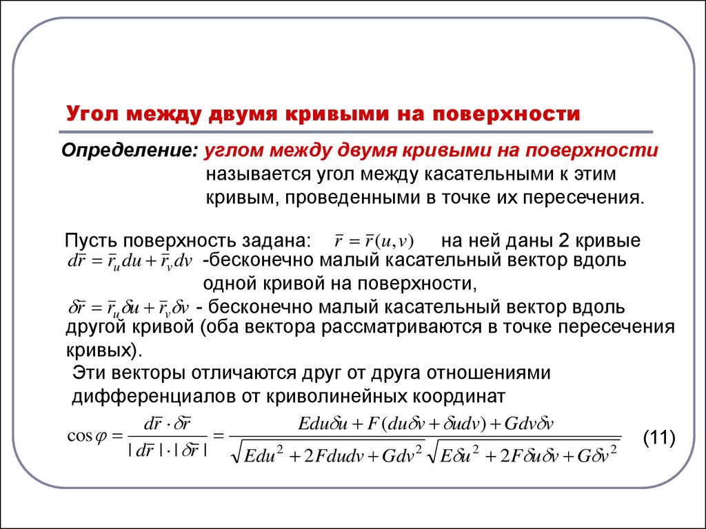 Найти угол между двумя поверхностями