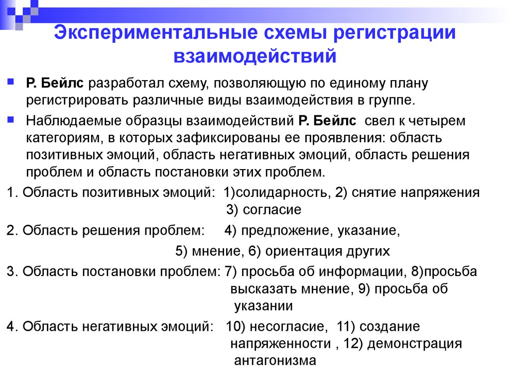 Схему позволяющую по единому плану регистрировать 12 видов взаимодействия в группе разработал