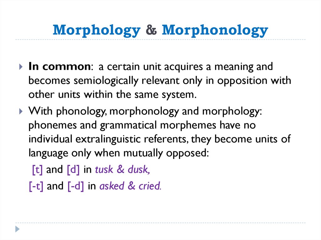 Morphology & Morphonology