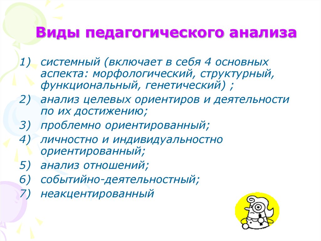 Формы педагогической информации. Виды педагогического анализа. Методика педагогического анализа. Виды анализа в педагогической деятельности. Предмет педагогического анализа.