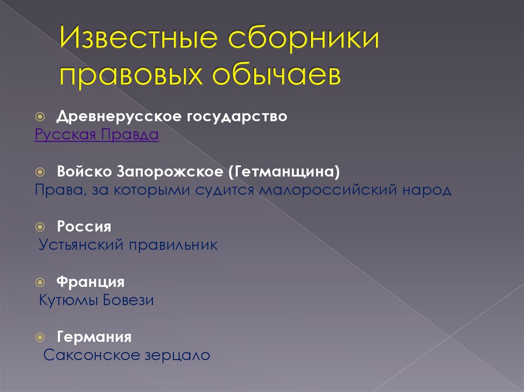 3 правовой обычай. Известные сборники правовых обычаев. Правовой обычай пример. Примеры обычного права. Правовой обычай в Конституционном праве.