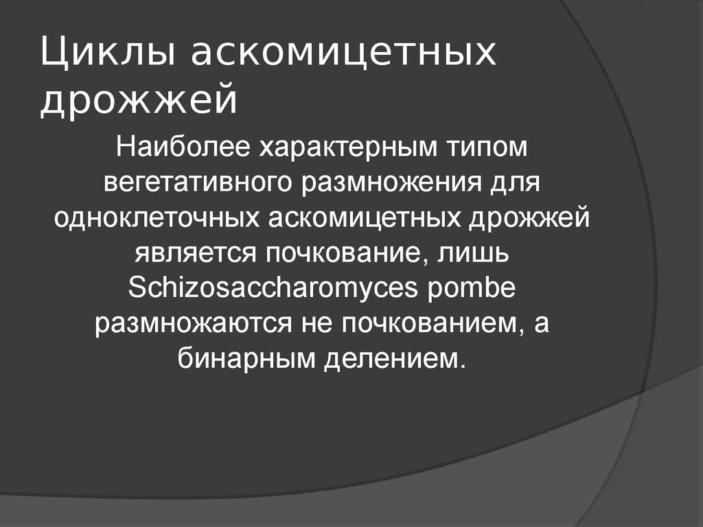 Наиболее характерный тип. Деление при вегитативном размножения характерно для дрожжей.