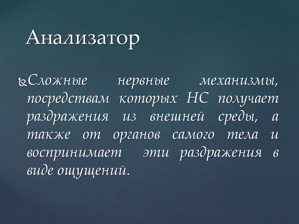 Раздражения внешней среды воспринимают. Сложные анализаторы. Анализаторы сложные системы.