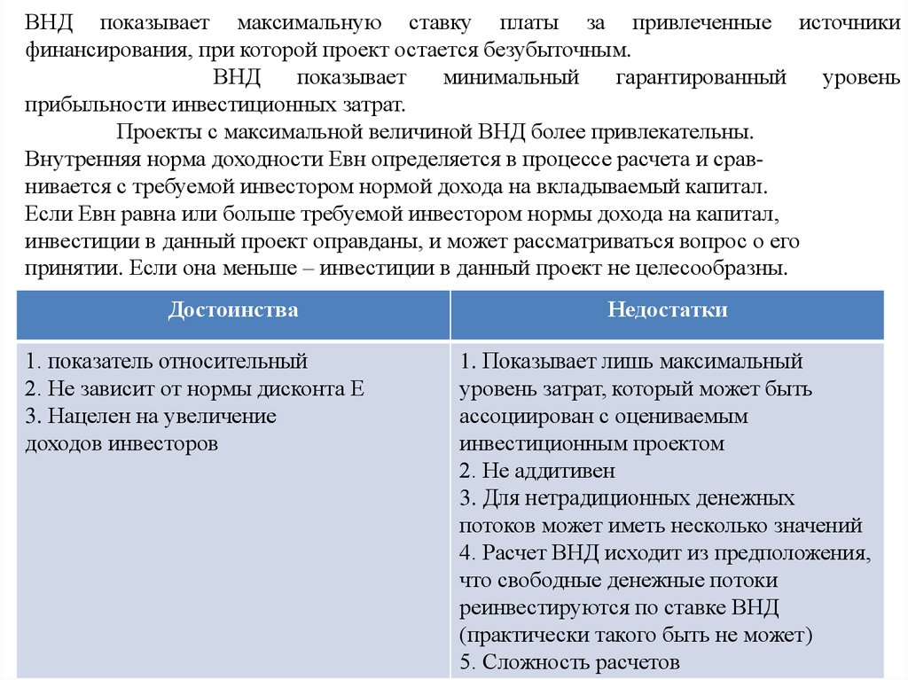 Внутренние доходы. Внутренний доход. Инвестиции в проект оправданы, если:. Минимальная Гарантированная ставка. Преимущества и недостатки валового национального дохода.