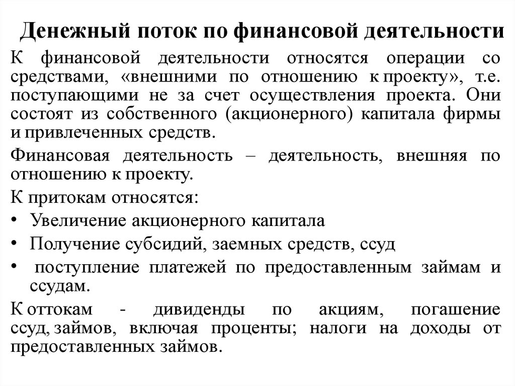 Денежный поток по финансовой деятельности