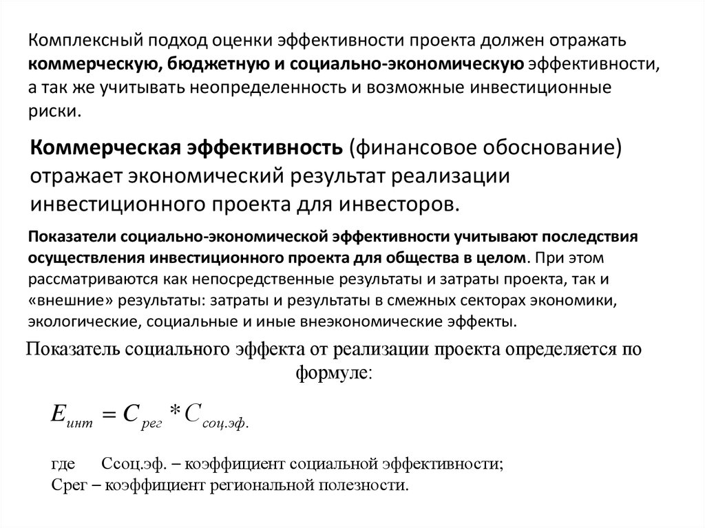 Бюджетная эффективность и социальные результаты реализации инвестиционных проектов