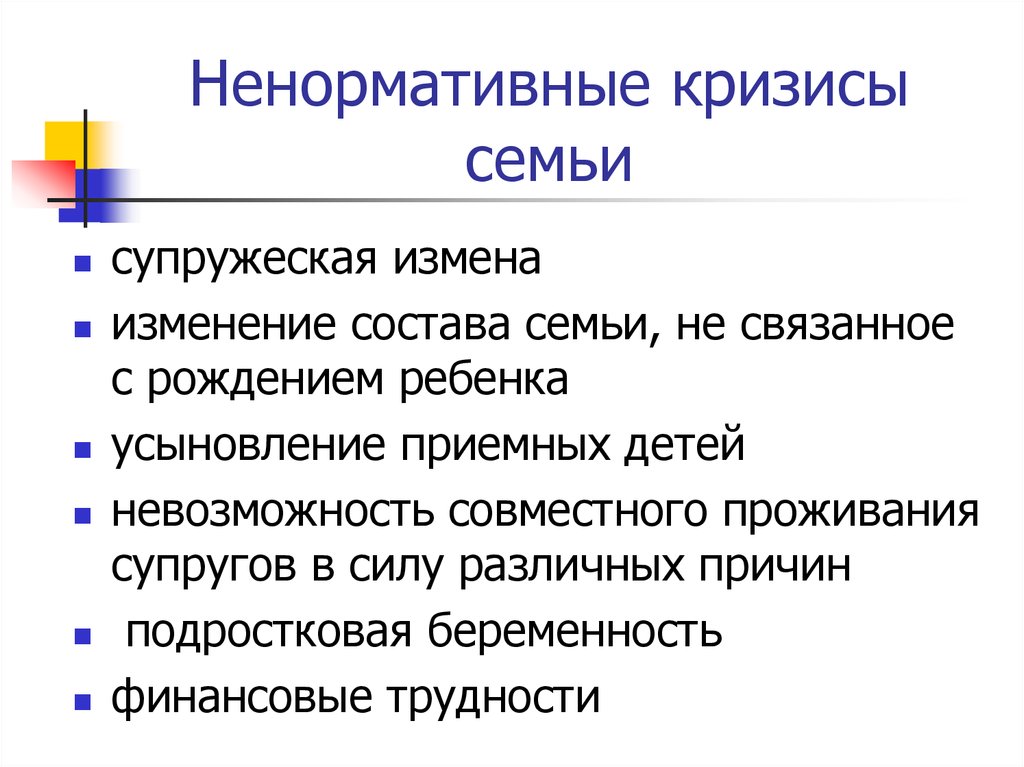 Причины и этапы г в. Ненормативные кризисы. Нормативные и ненормативные кризисы семьи. Кризис семьи. Виды семейных кризисов.