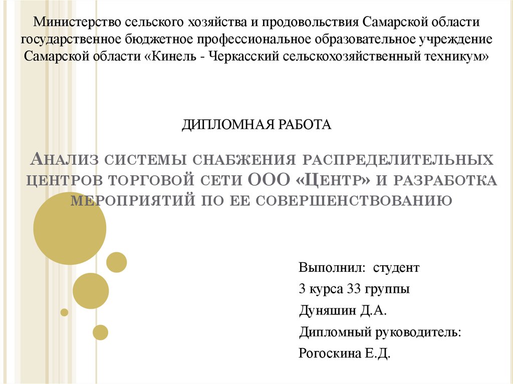 Дипломная работа: Анализ финансовых результатов сельскохозяйственного производства