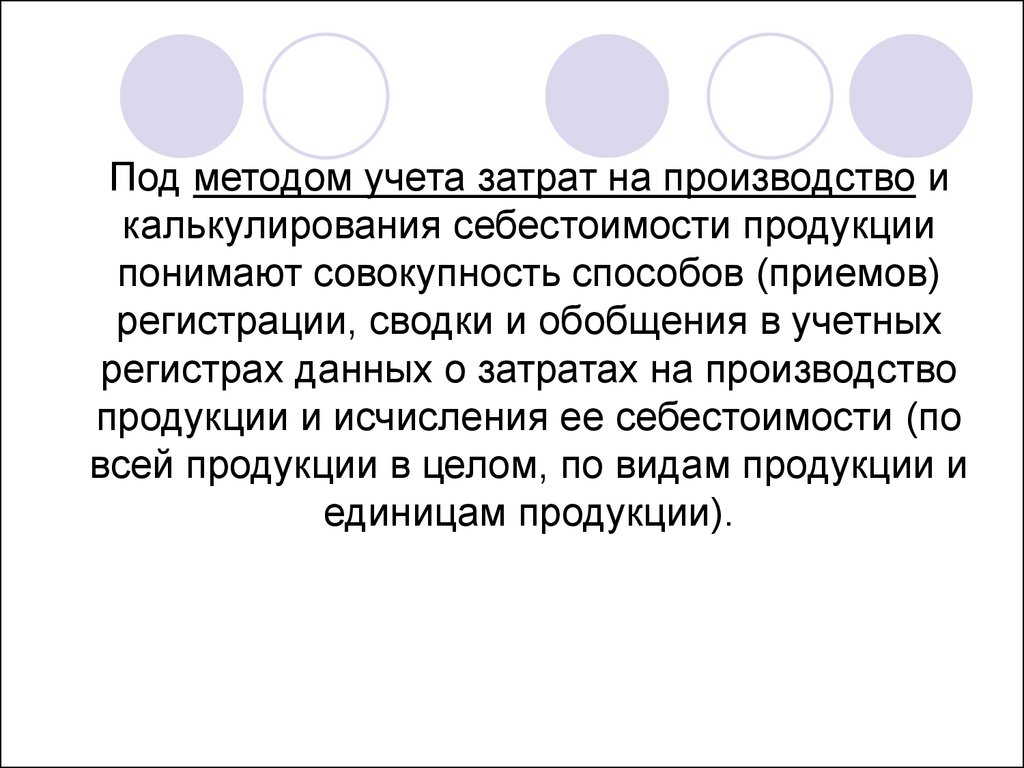 Методы учета затрат на производство презентация