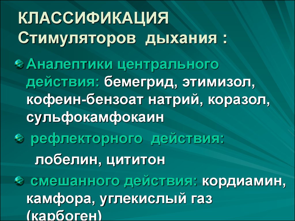 Стимуляторы дыхания фармакология презентация