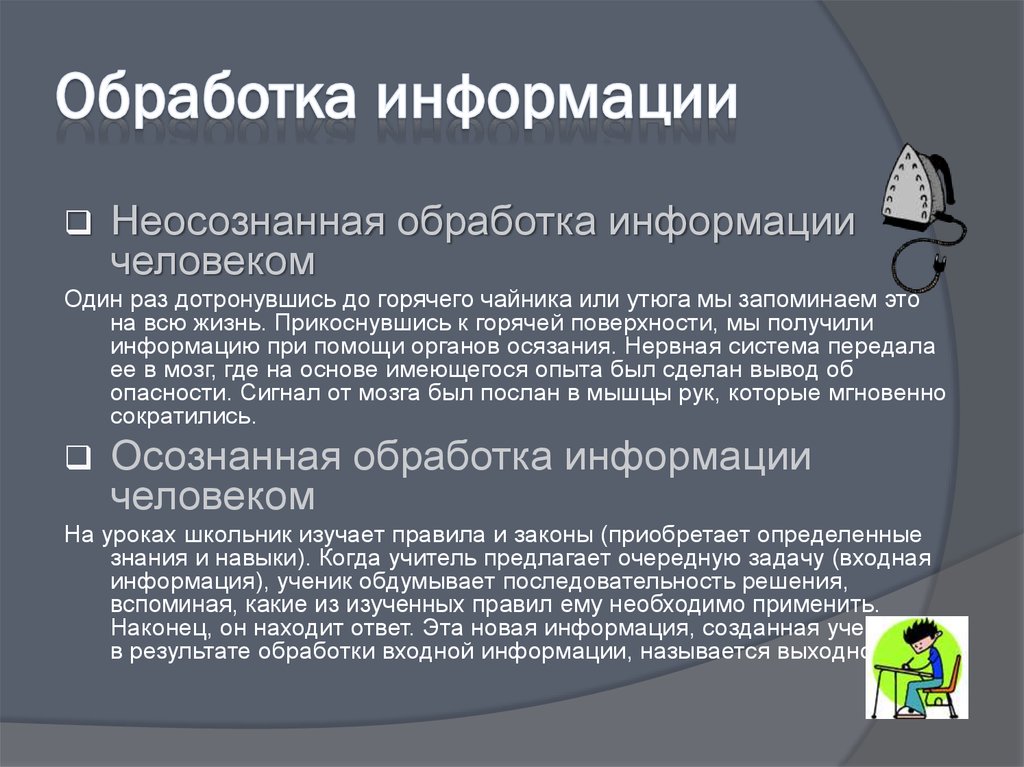 Задачи входного. Информация полученная в результате обработки входной информации.