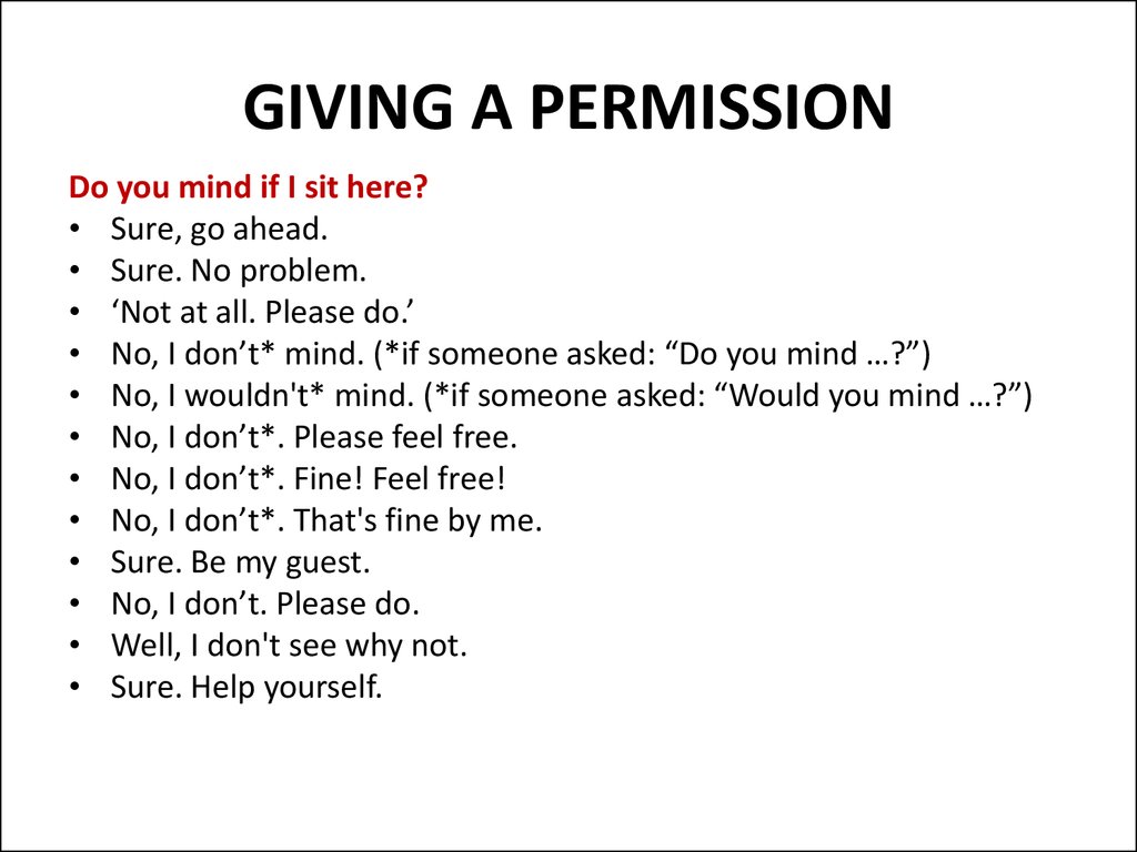 GIVING A PERMISSION