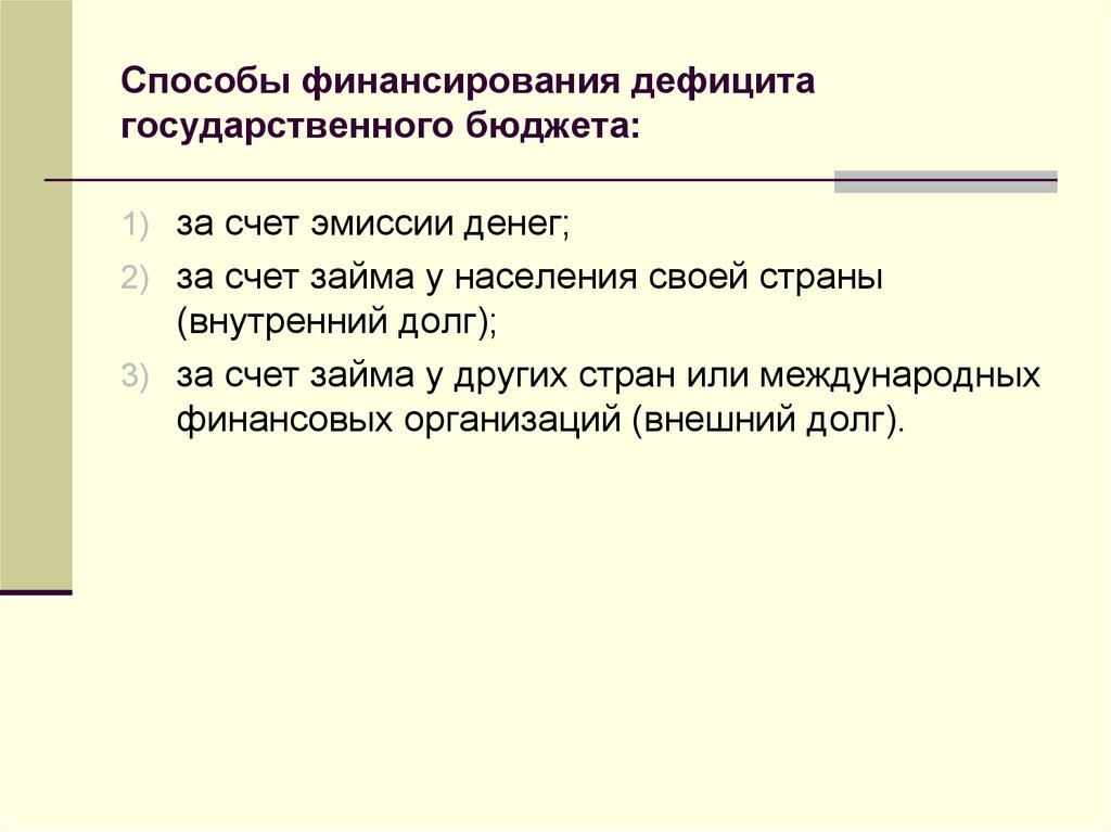 Инфляционные способы покрытия бюджетного дефицита