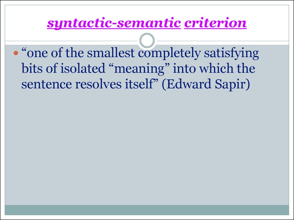 syntactic-semantic criterion 