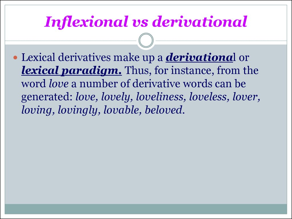Inflexional vs derivational