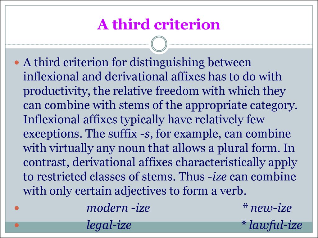 A third criterion