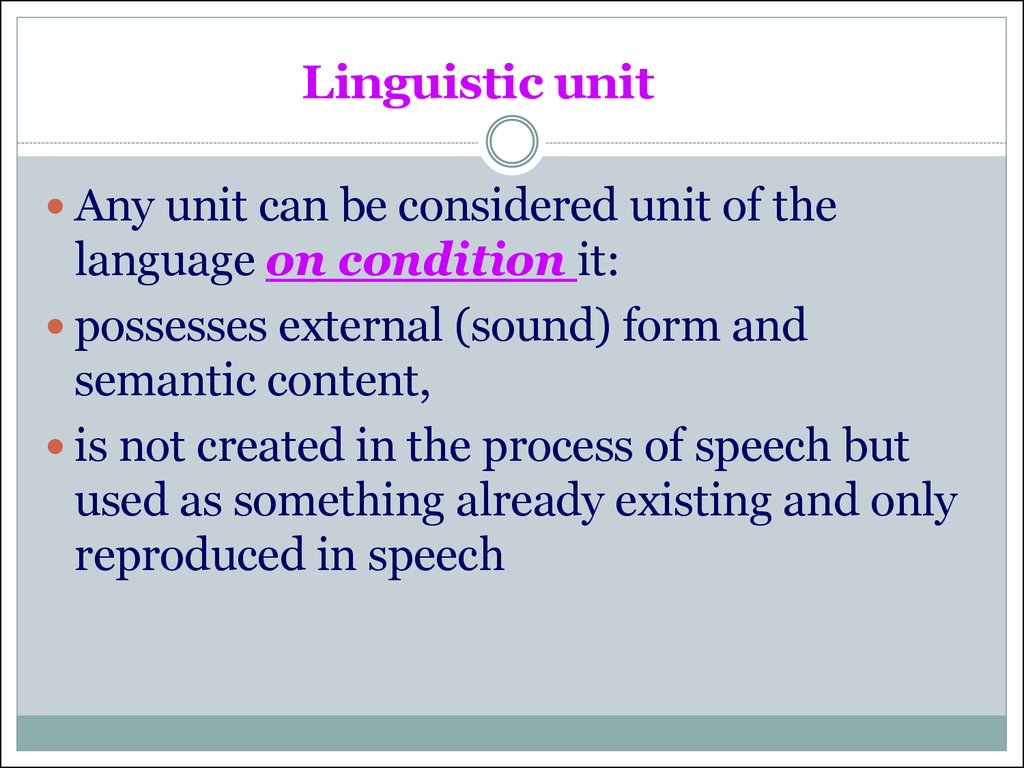 Linguistic unit