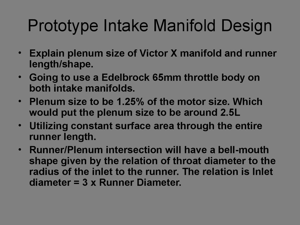 Prototype Intake Manifold Design