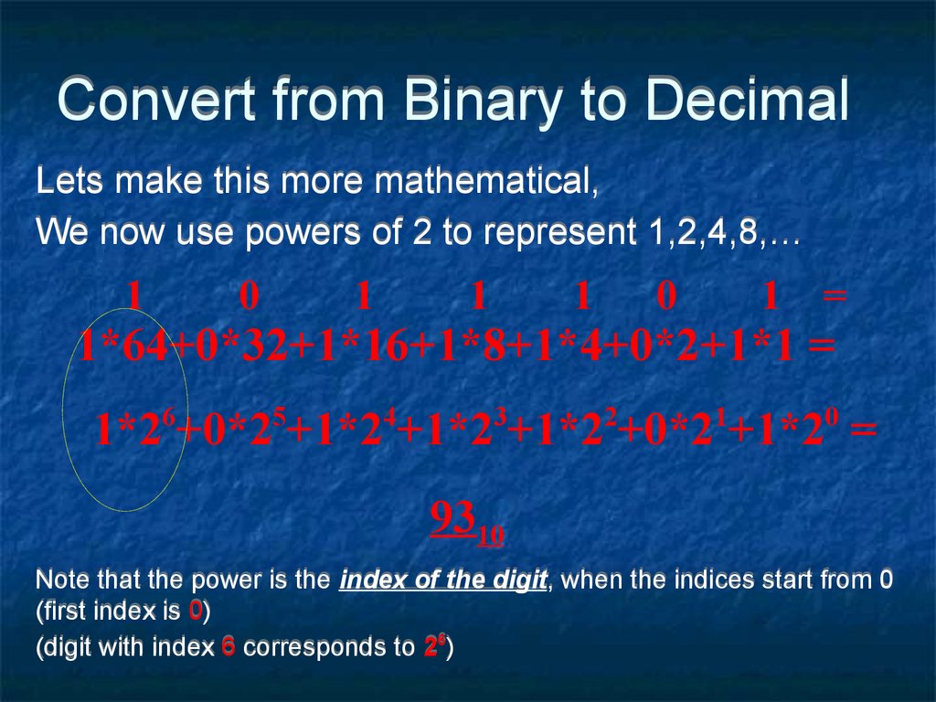 Convert from Binary to Decimal