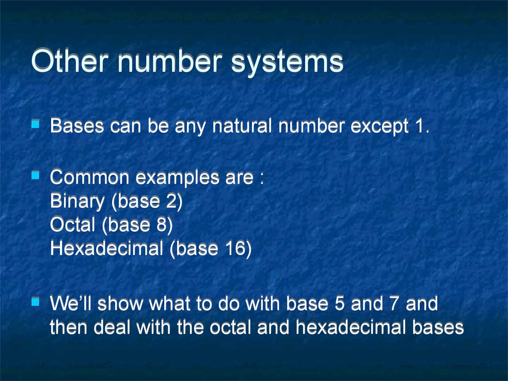 Other number systems
